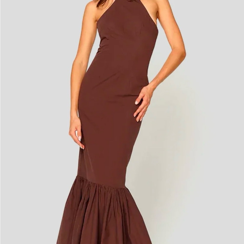 House of Sunny One Shoulder Brown Dress